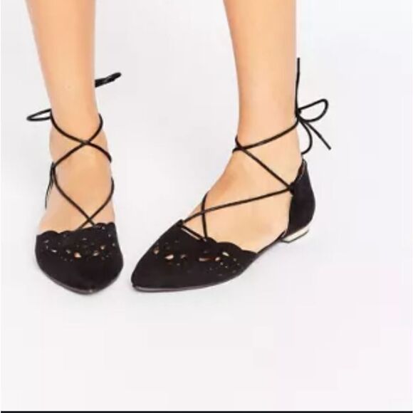 CHRISTIAN SIRIANO SUEDE LACE UP CUT OUT POINTED TOE FLAT SHOE - Picture 16 of 16